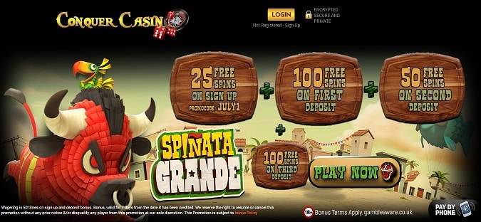 Conquer Casino free spins